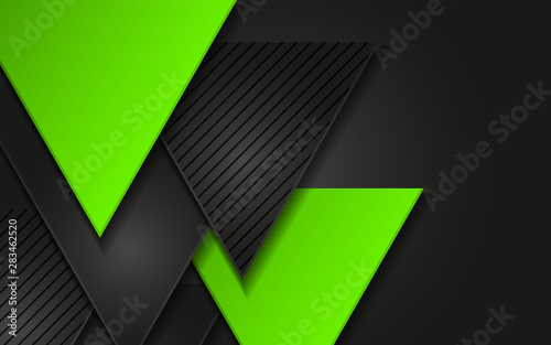 Abstract black background with green metallic technology concept texture. Dark layout steel space vector template for use element corporate banner, brochure, flyer, frame, advertising