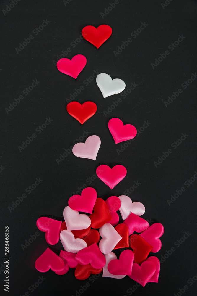 Hearts On Black Background - Valentines Day Concept