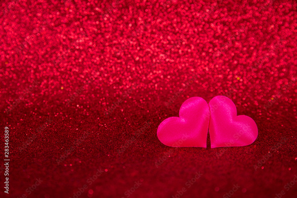 Fototapeta premium Pink Hearts on Red Background