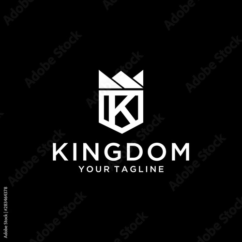 Illustration initials K in symmetrical and modern form with a shield crown logo design