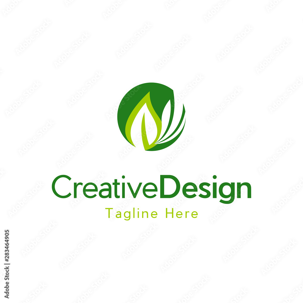 Abstract green leaf logo icon vector design. Landscape design, garden, Plant, nature and ecology vector logo, Green Leaf Icon Vector Illustrations