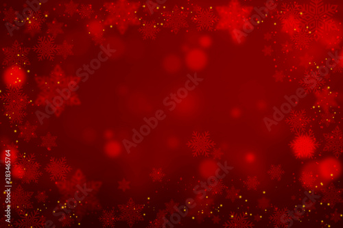 Abstract Christmas Snowflakes On Red Background