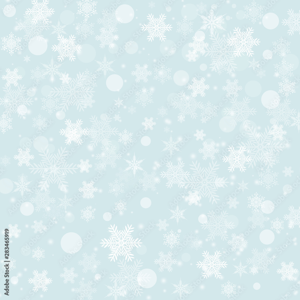 Christmas Snowflakes On Blue Background