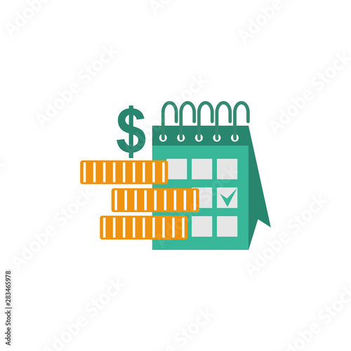 Calendar with payday calculator concept vector isolated illustration