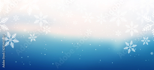 Winter Snowy Holiday Background With Christmas Snowflakes