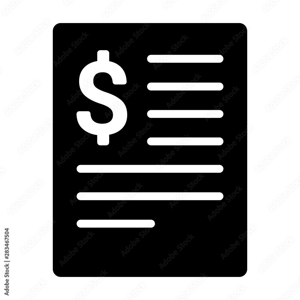 Bill statement or expense invoice flat vector icon for financial apps and websites Bill statement or expense invoice flat vector icon for financial apps and websites