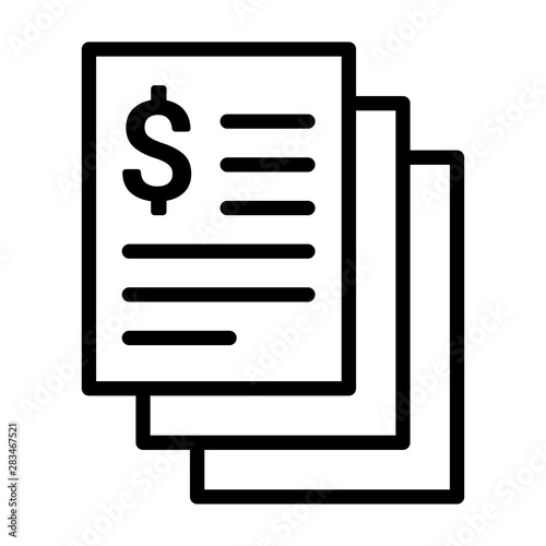 Stack of bills, statements or invoices line art vector icon for financial apps and websites