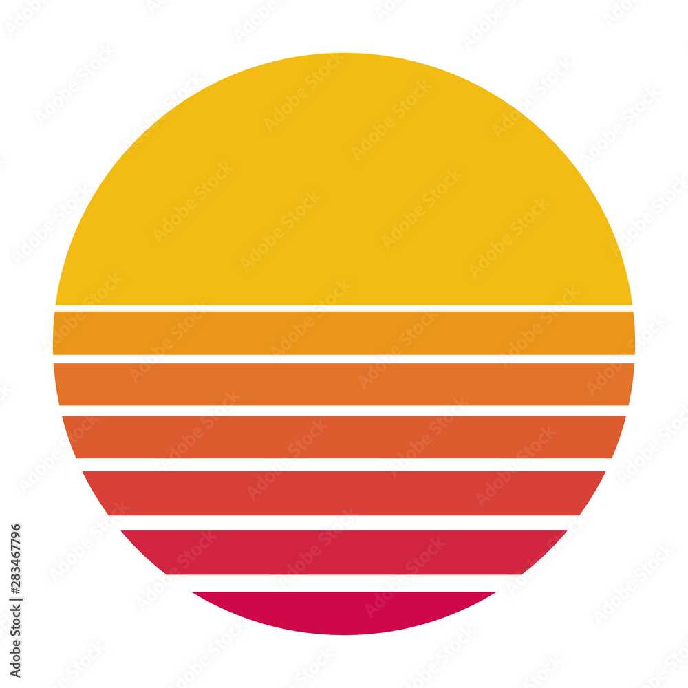 Retro sun from the 80s flat vector color icon for apps and print