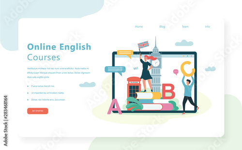 Online courses web banner concept. English language lesson