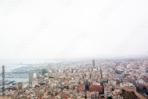 Alicante, large port city on the Mediterranean coast, view from the top (Spain).