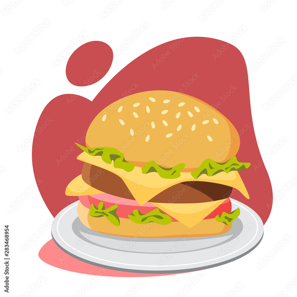 Big tasty hamburger with cheese, tomato and beef Big tasty hamburger with cheese, tomato and beef