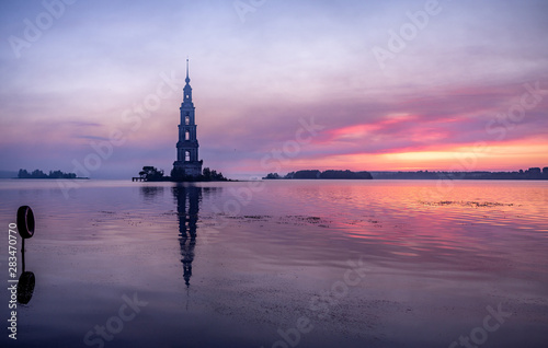 The flooded bell tower in Kalyazin
