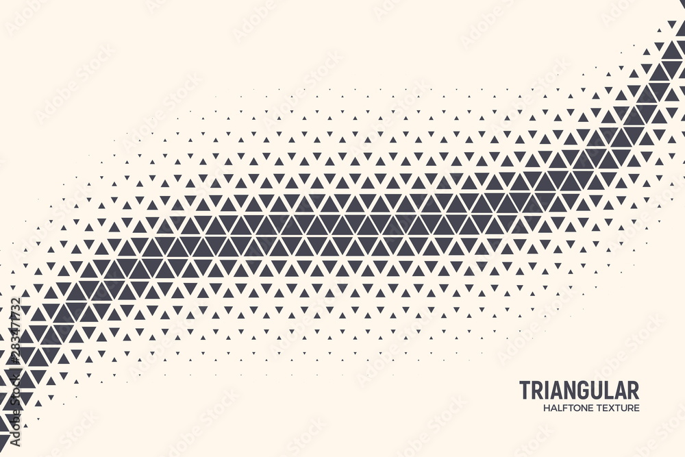 Triangular Shapes Vector Abstract Geometric Technology Oscillation Wave Isolated on Light Background. Halftone Triangles Retro Simple Pattern. Minimal 80s Style Dynamic Tech Wallpaper