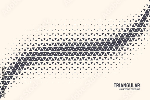 Triangular Shapes Vector Abstract Geometric Technology Oscillation Wave Isolated on Light Background. Halftone Triangles Retro Simple Pattern. Minimal 80s Style Dynamic Tech Wallpaper