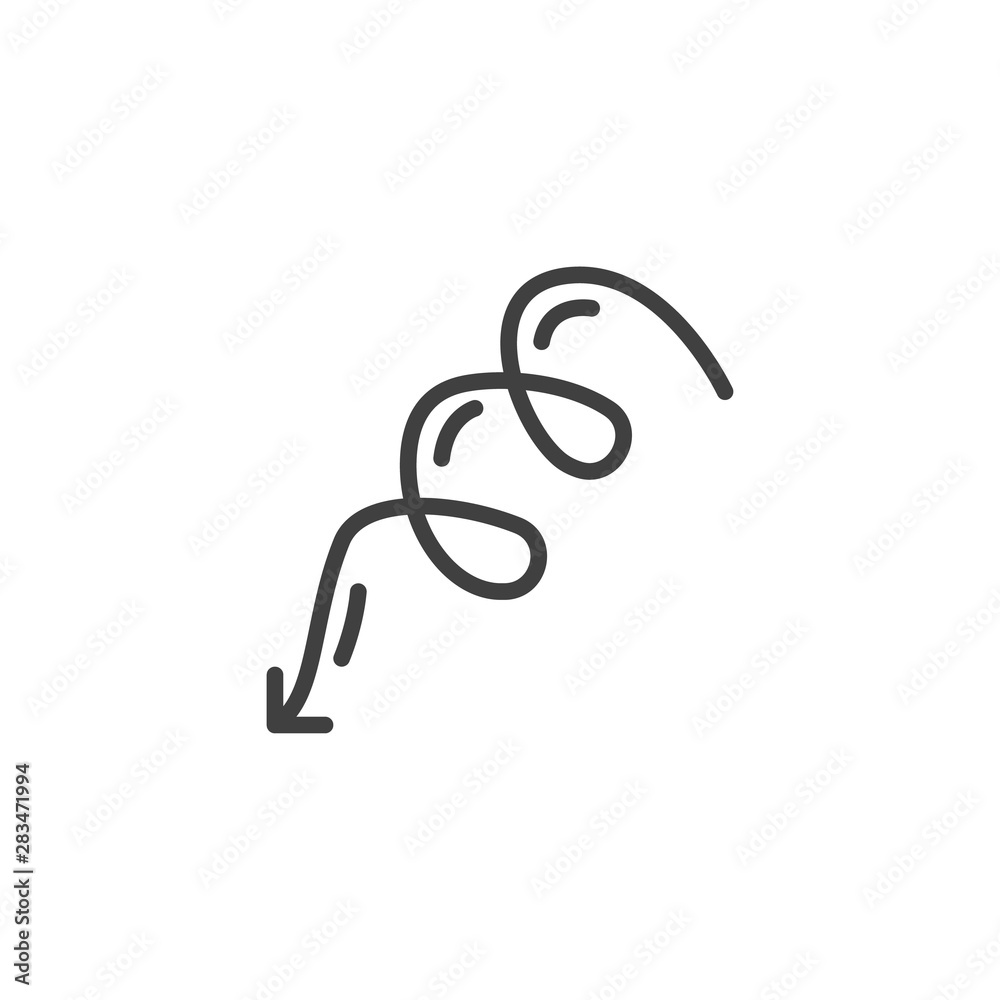 Spiral arrow down line icon. linear style sign for mobile concept and web design. Swirl arrow outline vector icon. Symbol, logo illustration. Vector graphics Spiral arrow down line icon. linear style sign for mobile concept and web design. Swirl arrow outline vector icon. Symbol, logo illustration. Vector graphics