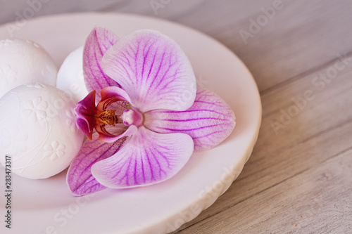 Zen Style Pink Orchid Still Life