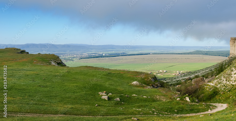 Panorama of valley from the limestone plateau