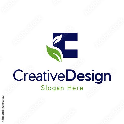 C Letter Leaf Logo Icon Design Vector, Logo Letter C Leaf, Concept Letter C Icon Green Leaf.