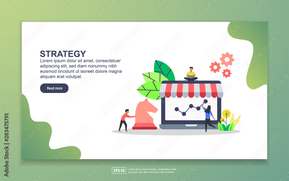 Landing page template of strategy. Modern flat design concept of web page design for website and mobile website. Easy to edit and customize.