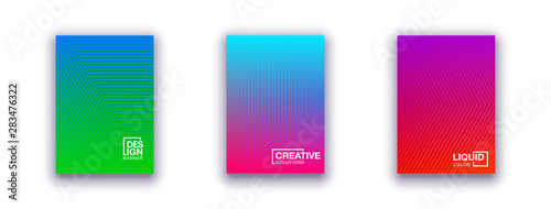 set of 3 Halftone cover page layouts vector design geometric background. Party posters set halftone gradient texture. Music flyer templates. Social media duotone gradient background Retro cover pages