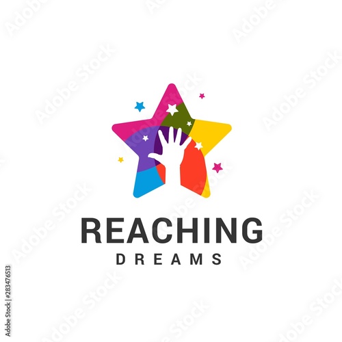 Reaching Dreams Logo Design Template. Dream star logo. Emblem, Colorful, Creative Symbol, Icon