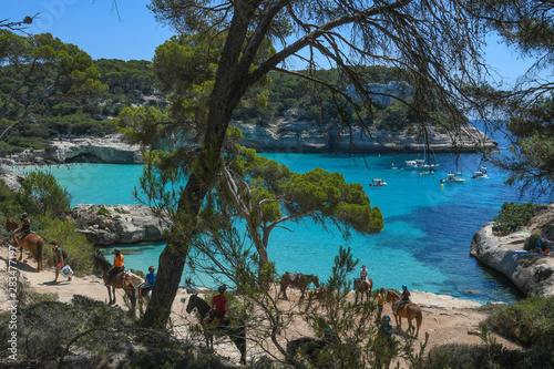 Views of Cala Mitjana on the island of Menorca photo