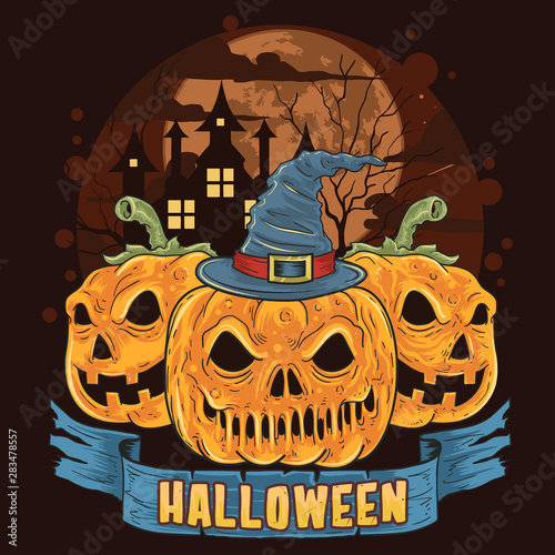 PUMPKIN HALLOWEEN HAT ARTWORK VECTOR