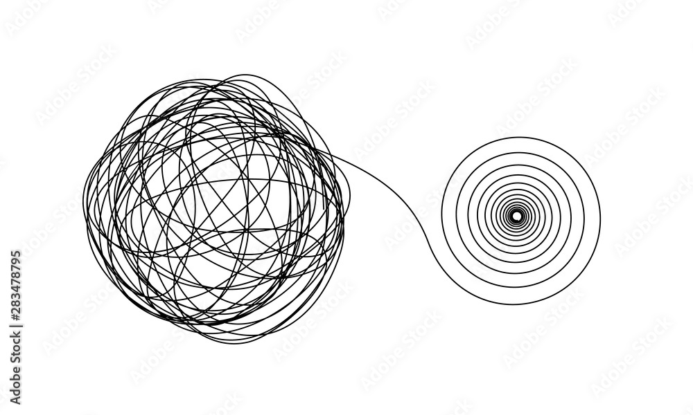 Accurate spiral flow from chaotic ravel of thin black lines on white ...