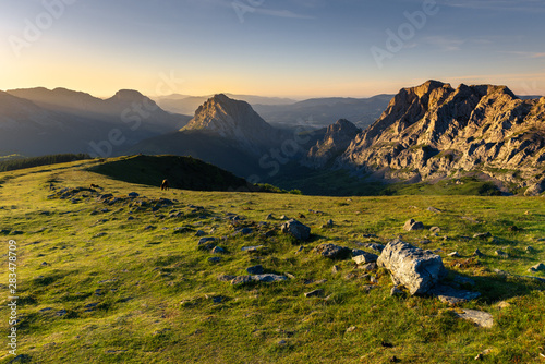 Sunset from Urkiolamendi mountain, Vizcaya, Spain photo