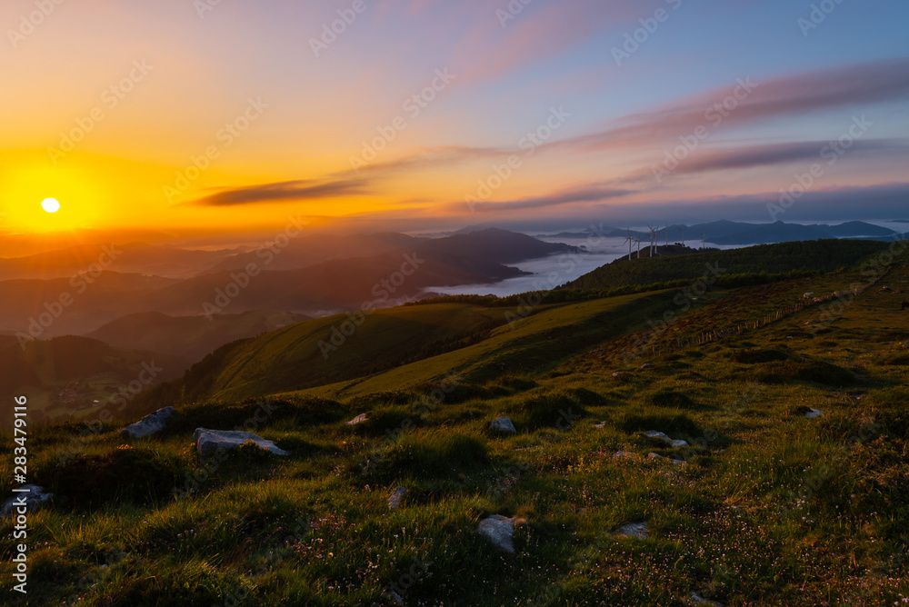 Oiz mountain at sunrise, Basque Country, Spain