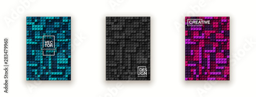 Plastic construction blocks background illustration isolated on white. Plastic bricks wall design banner set. colorful cover template page banner block building constructor realistic different parts