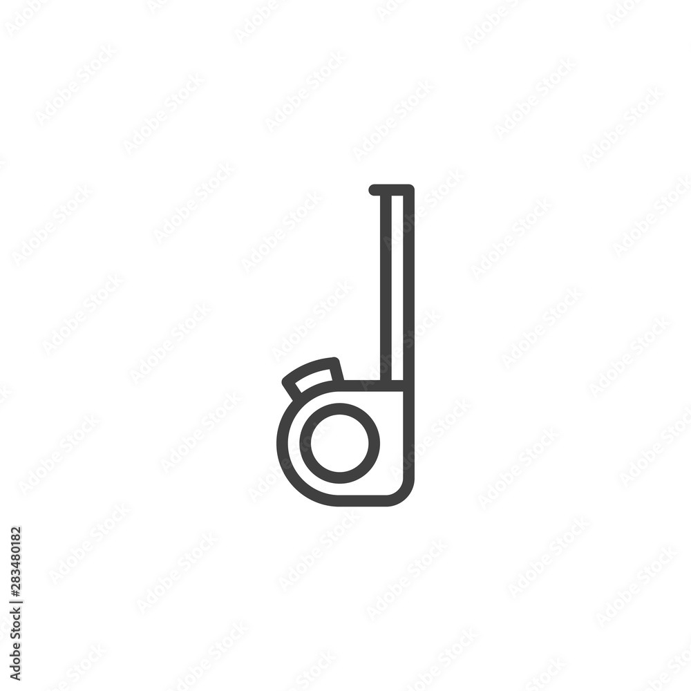 Tape measure line icon. linear style sign for mobile concept and web design. Measurement tape construction tool outline vector icon. Symbol, logo illustration. Vector graphics Tape measure line icon. linear style sign for mobile concept and web design. Measurement tape construction tool outline vector icon. Symbol, logo illustration. Vector graphics