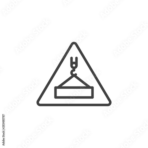 Overhead load warning sign line icon. linear style sign for mobile concept and web design. Under construction outline vector icon. Symbol, logo illustration. Vector graphics