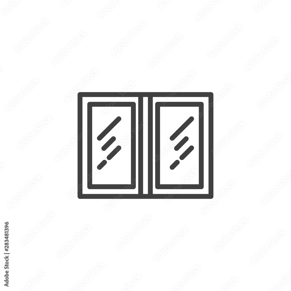 Window frame line icon. linear style sign for mobile concept and web design. Double window with glass outline vector icon. Symbol, logo illustration. Vector graphics Window frame line icon. linear style sign for mobile concept and web design. Double window with glass outline vector icon. Symbol, logo illustration. Vector graphics