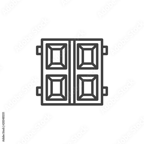 Garage doors line icon. linear style sign for mobile concept and web design. Double gate door outline vector icon. Symbol  logo illustration. Vector graphics