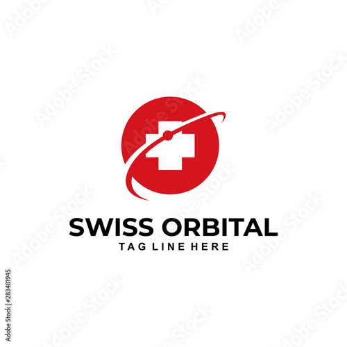 Illustration logo for swiss country health protection sign design graphic