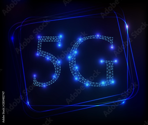 5G technology. Vector abstract. Neons nackground. Glowing effects. 5G new contacts with people. Internet opportunities. Vector illustrators