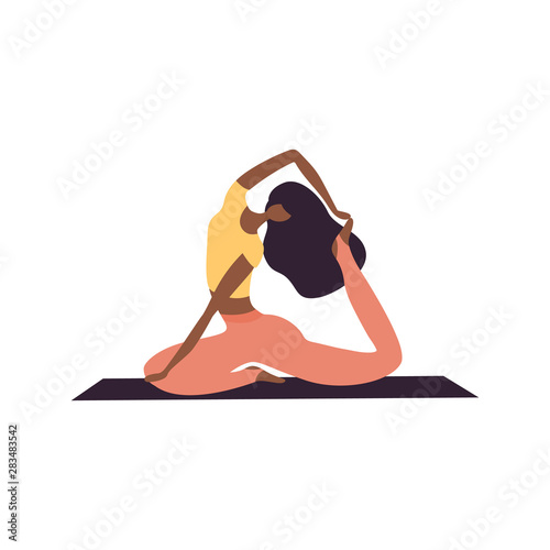 woman doing yoga. Time for yoga concept 