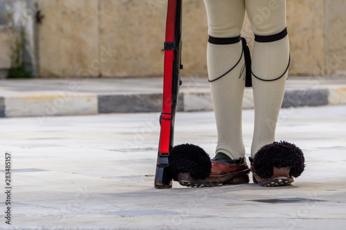 Pom-poms on shoes of Athens Guard