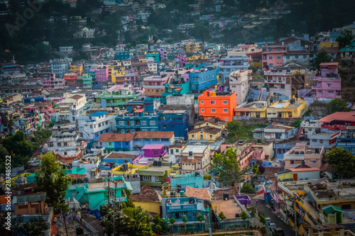 Colourful houses in a village near Ooty at Evening © Sadashiva