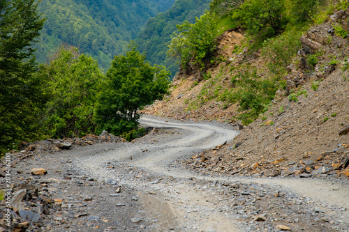 Mountain dirt road of the most dangerous roads in Europe Omalo Tusheti Georgia