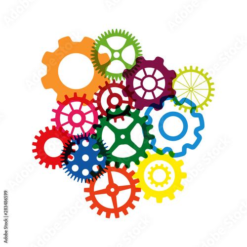 vector illustration with colorful cogwheels and gears