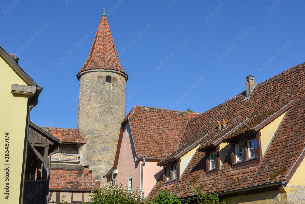 Datail of historical architecture at Rotenburg ob der Tauber in Germany