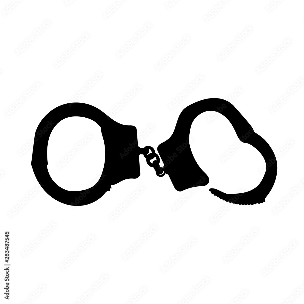 isolated on white background silhouette black handcuffs isolated on white background silhouette black handcuffs