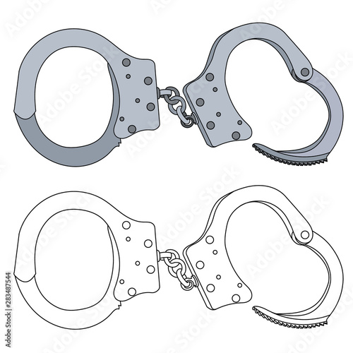 vector, on a white background, handcuffed with a sketch