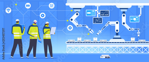 Conveyor inspection flat vector illustration photo