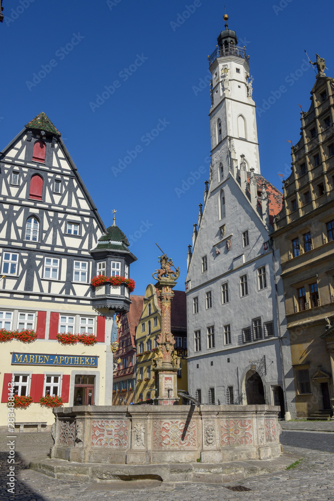 Historical street of Rotenburg ob der Tauber on Germany