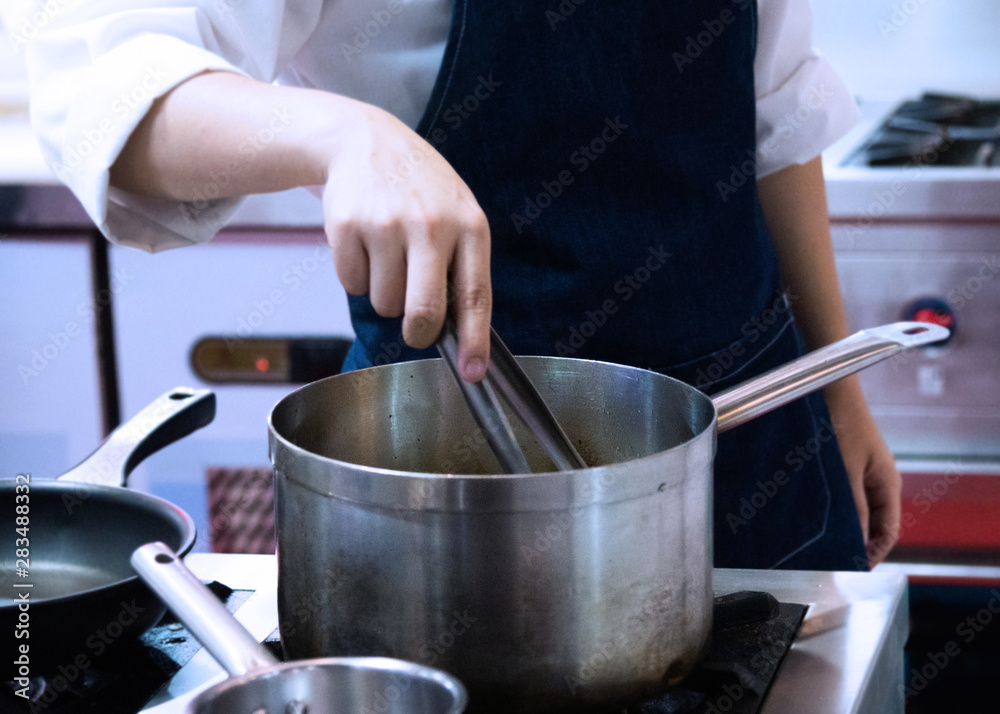 Chef cooking food in the kitchen, Chef preparing food Chef cooking food in the kitchen, Chef preparing food