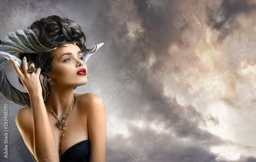 Girl with horns and jewelry