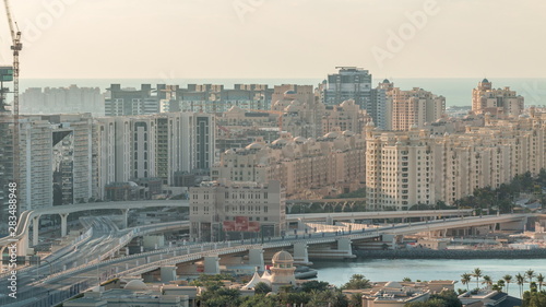 Wallpaper Mural Palm Jumeirah Highway bridge aerial timelapse. Dubai, United Arab Emirates Torontodigital.ca
